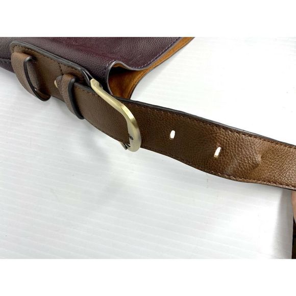 Burgundy Leather HandBag Purse With Adjustable Buckle Strap Pocket Magnet Clasp0 - Picture 5 of 7